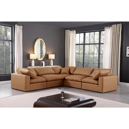 Comfy Cognac Vegan Leather Modular Sectional