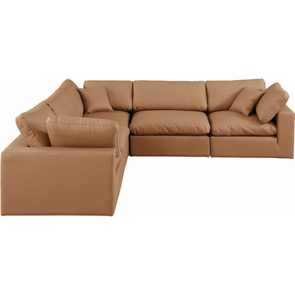 Comfy Cognac Vegan Leather Modular Sectional