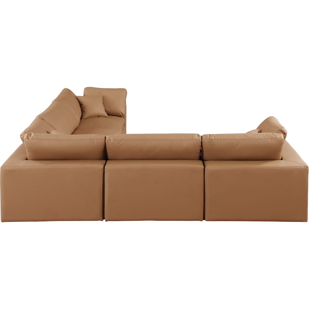 Comfy Cognac Vegan Leather Modular Sectional