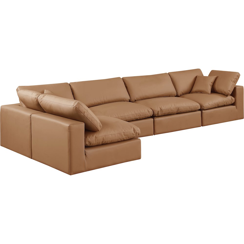 Comfy Cognac Vegan Leather Modular Sectional