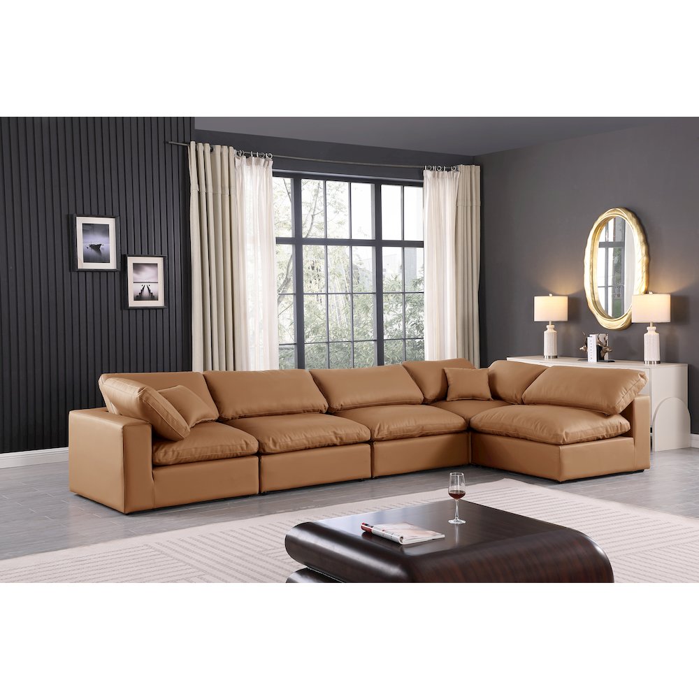 Comfy Cognac Vegan Leather Modular Sectional