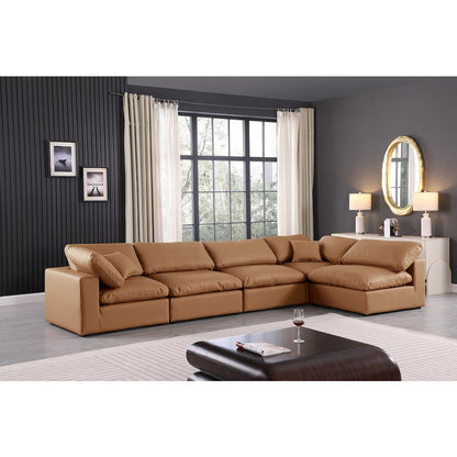 Comfy Cognac Vegan Leather Modular Sectional
