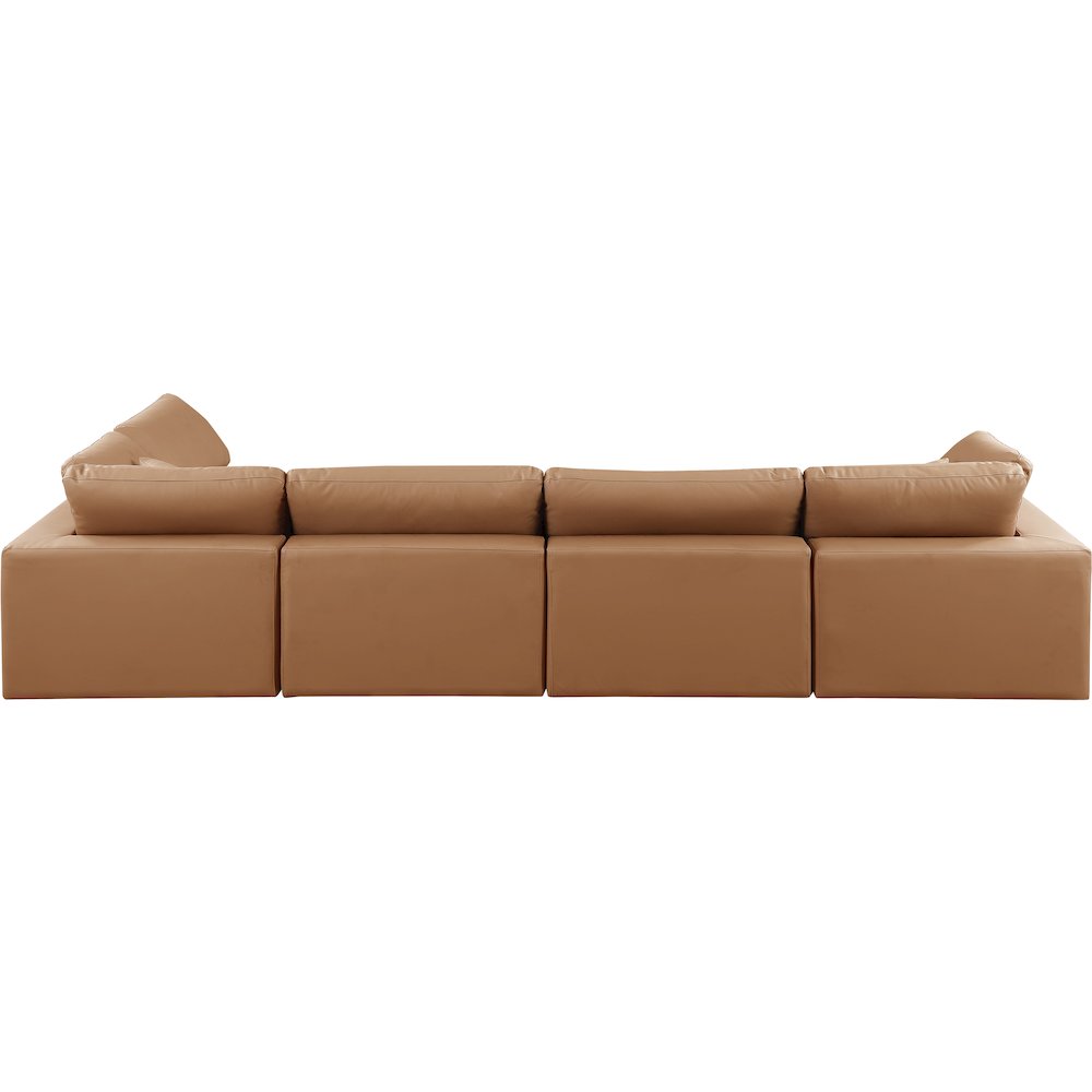 Comfy Cognac Vegan Leather Modular Sectional