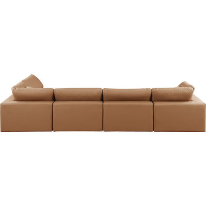 Comfy Cognac Vegan Leather Modular Sectional