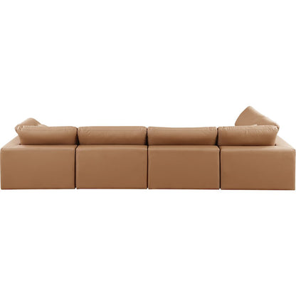 Comfy Cognac Vegan Leather Modular Sectional