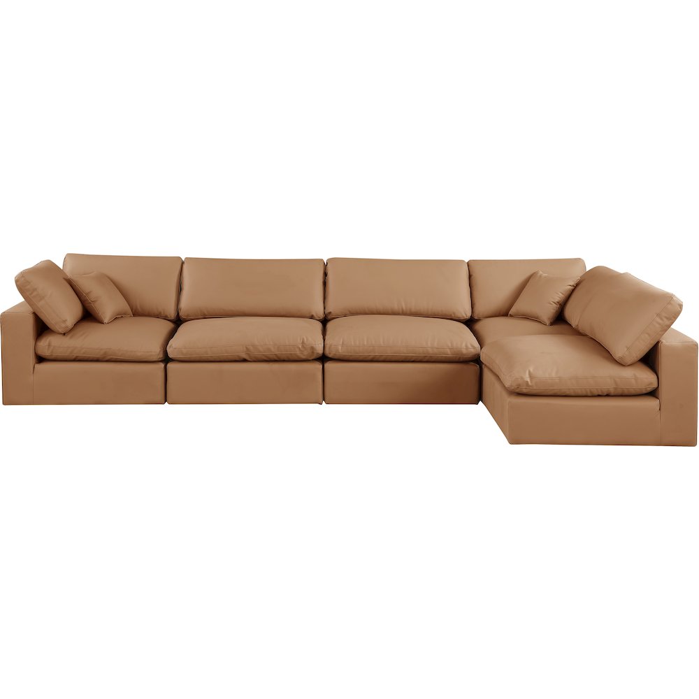 Comfy Cognac Vegan Leather Modular Sectional
