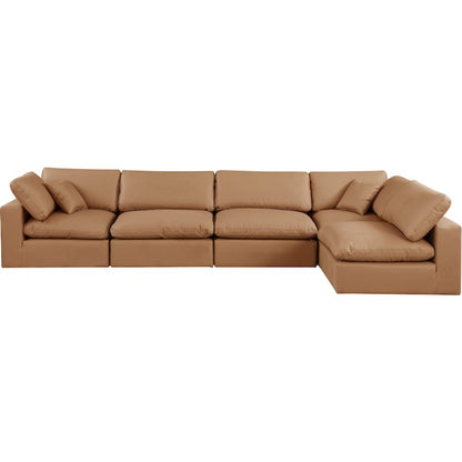 Comfy Cognac Vegan Leather Modular Sectional