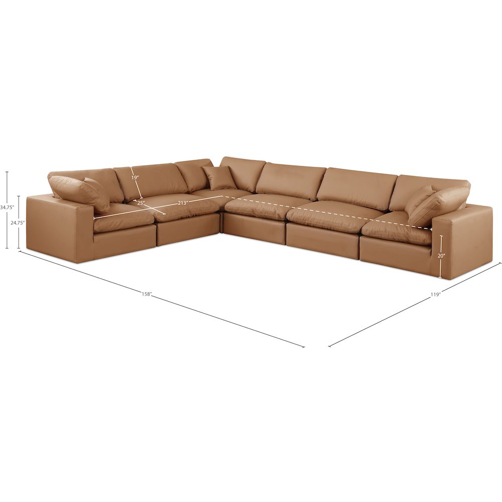 Comfy Cognac Vegan Leather Modular Sectional