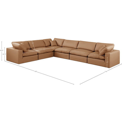 Comfy Cognac Vegan Leather Modular Sectional