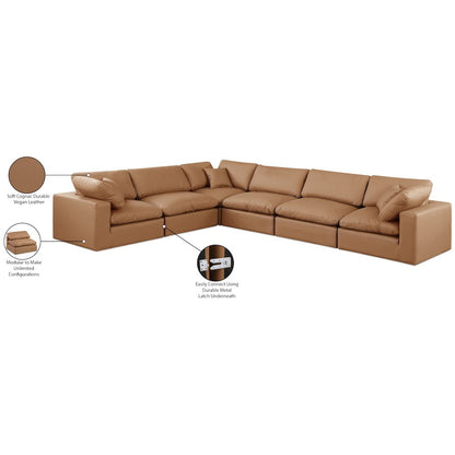 Comfy Cognac Vegan Leather Modular Sectional
