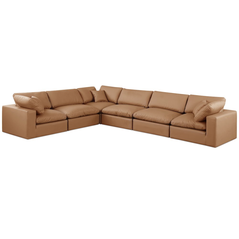 Comfy Cognac Vegan Leather Modular Sectional