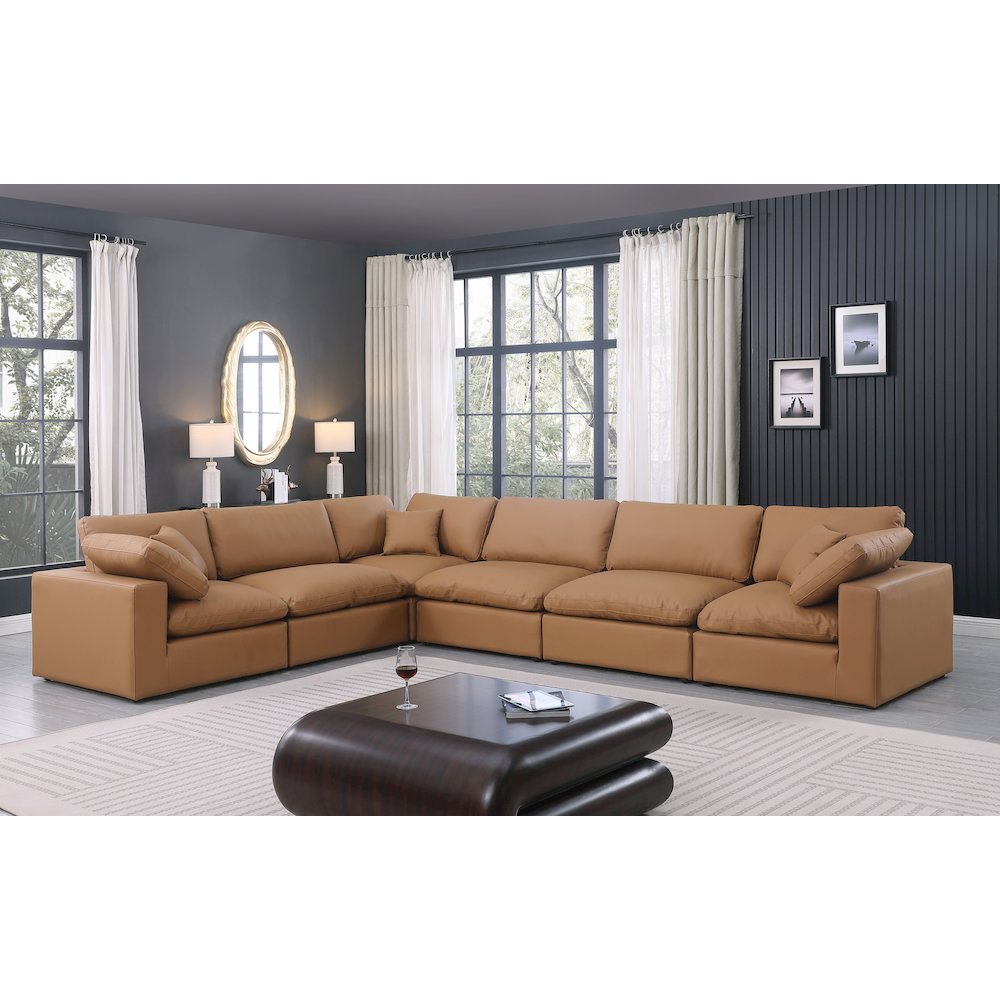 Comfy Cognac Vegan Leather Modular Sectional