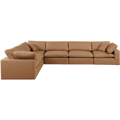 Comfy Cognac Vegan Leather Modular Sectional