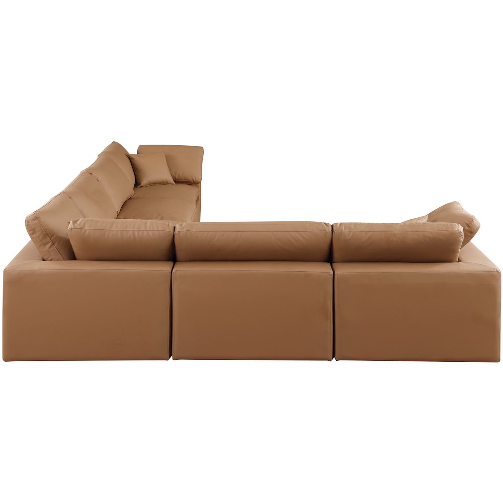 Comfy Cognac Vegan Leather Modular Sectional