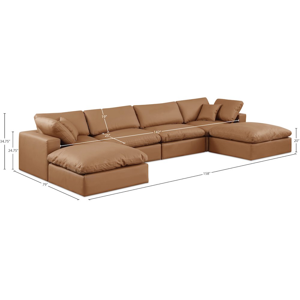 Comfy Cognac Vegan Leather Modular Sectional
