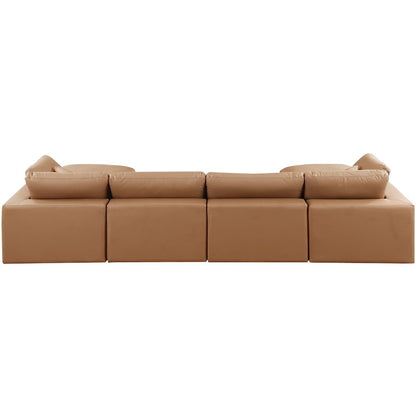 Comfy Cognac Vegan Leather Modular Sectional