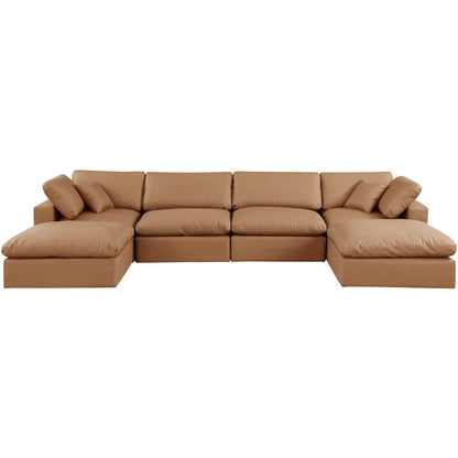 Comfy Cognac Vegan Leather Modular Sectional