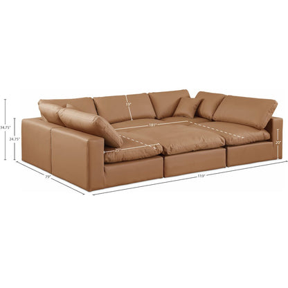 Comfy Cognac Vegan Leather Modular Sectional
