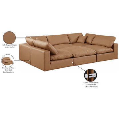 Comfy Cognac Vegan Leather Modular Sectional