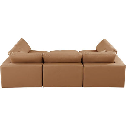 Comfy Cognac Vegan Leather Modular Sectional