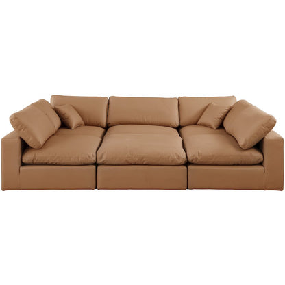 Comfy Cognac Vegan Leather Modular Sectional