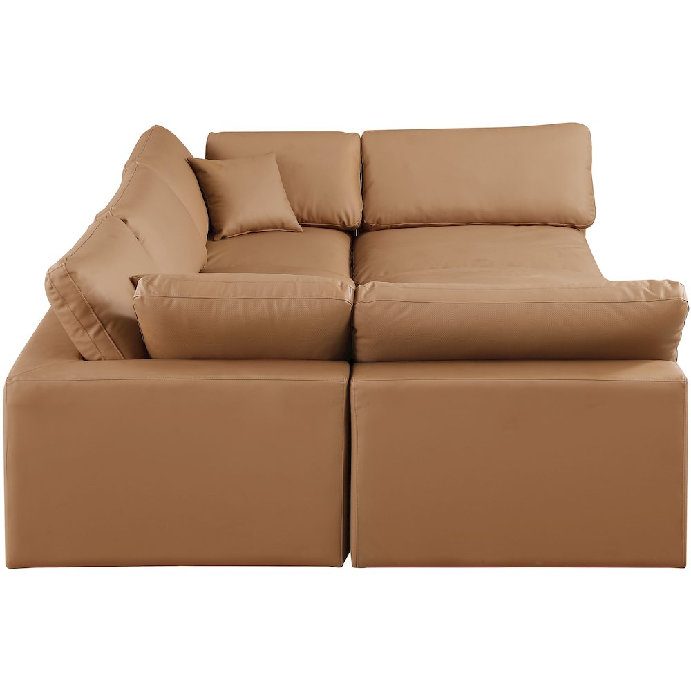 Comfy Cognac Vegan Leather Modular Sectional