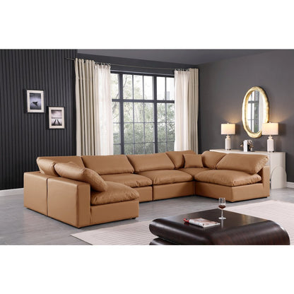Comfy Cognac Vegan Leather Modular Sectional