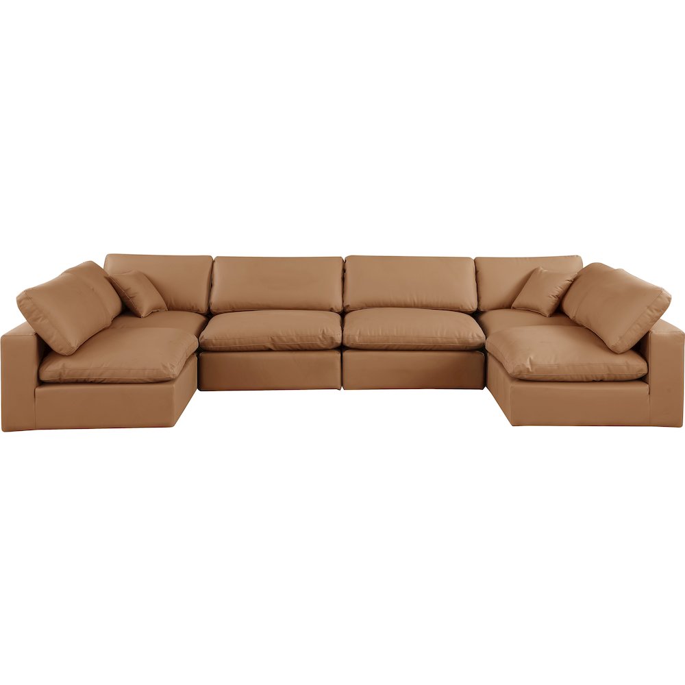 Comfy Cognac Vegan Leather Modular Sectional