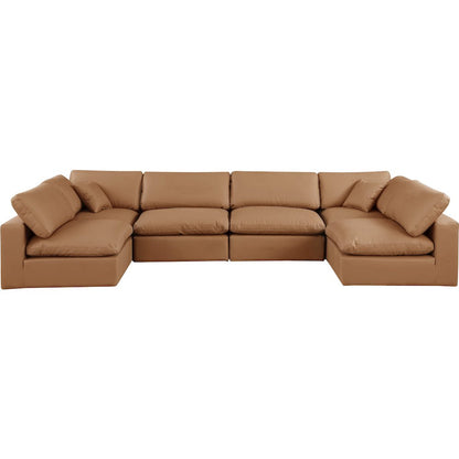 Comfy Cognac Vegan Leather Modular Sectional