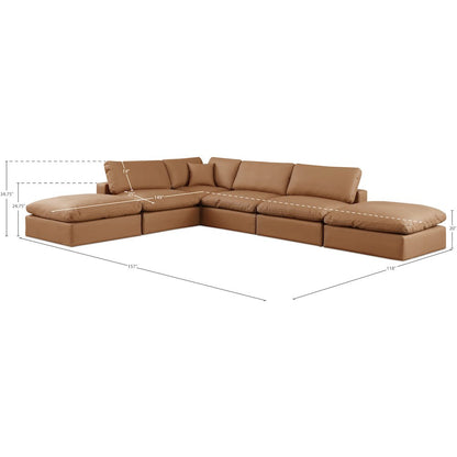Comfy Cognac Vegan Leather Modular Sectional
