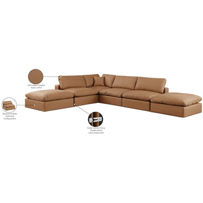 Comfy Cognac Vegan Leather Modular Sectional