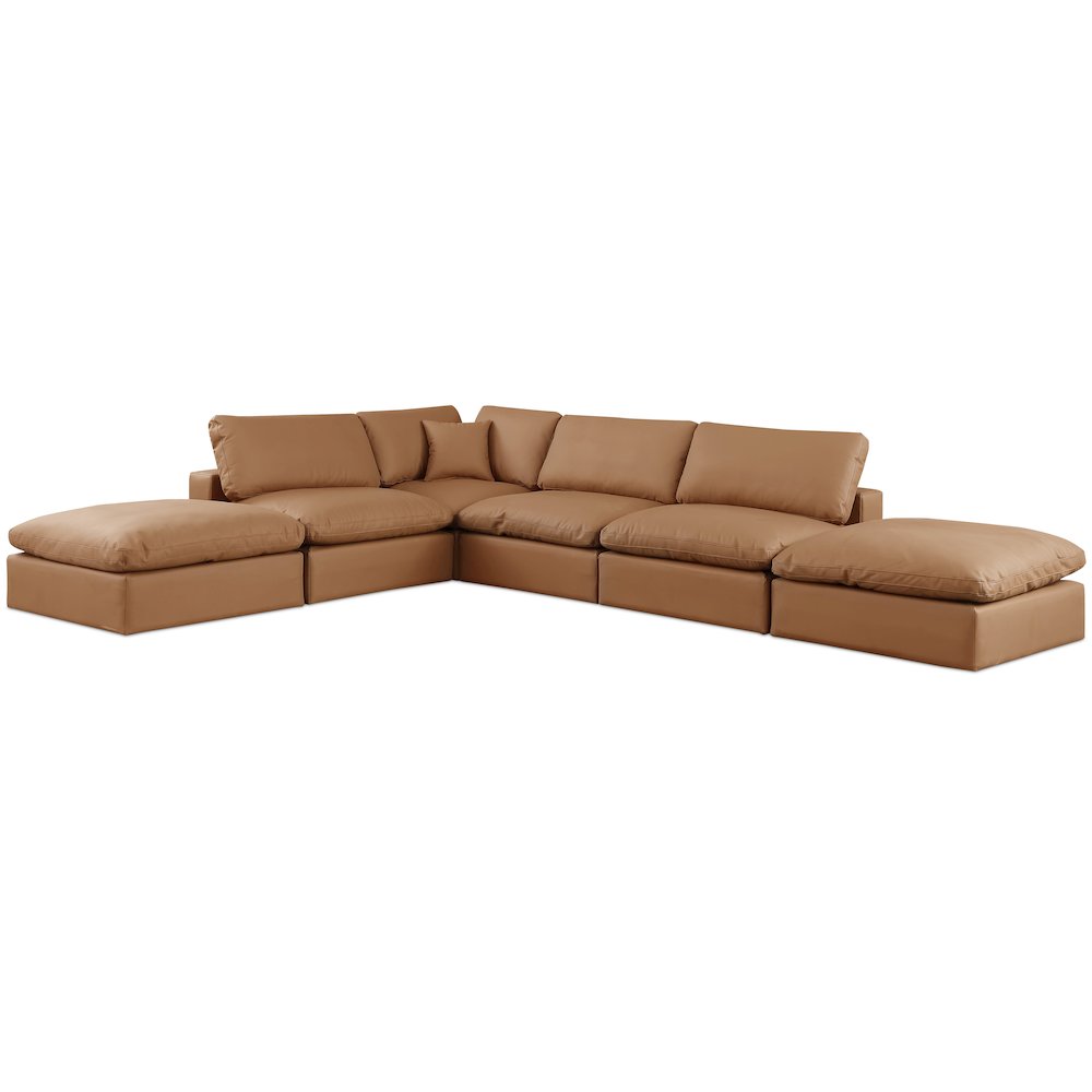 Comfy Cognac Vegan Leather Modular Sectional