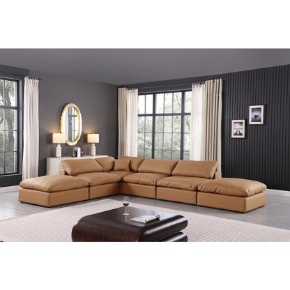 Comfy Cognac Vegan Leather Modular Sectional