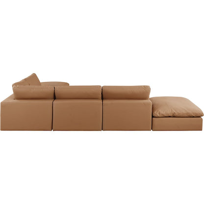 Comfy Cognac Vegan Leather Modular Sectional