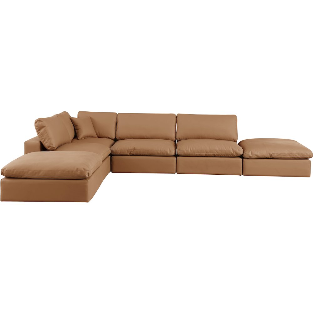 Comfy Cognac Vegan Leather Modular Sectional