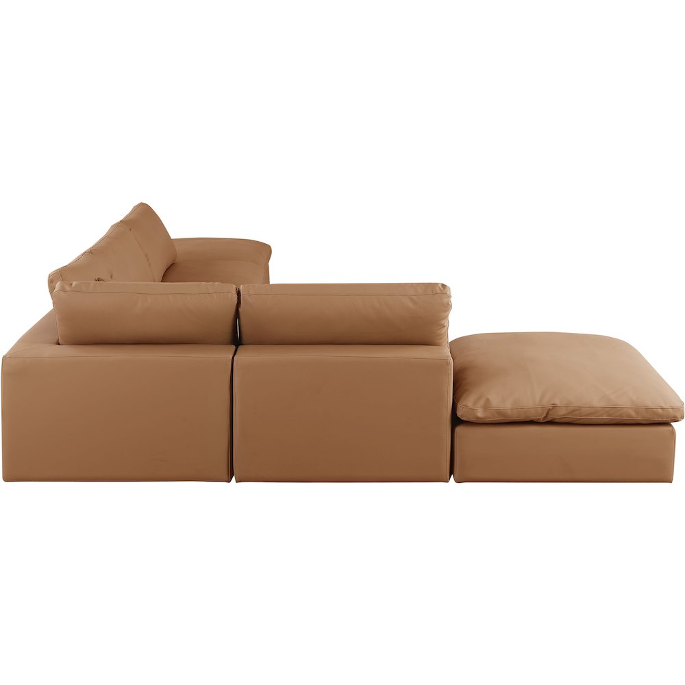 Comfy Cognac Vegan Leather Modular Sectional