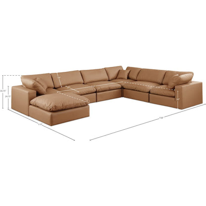 Comfy Cognac Vegan Leather Modular Sectional