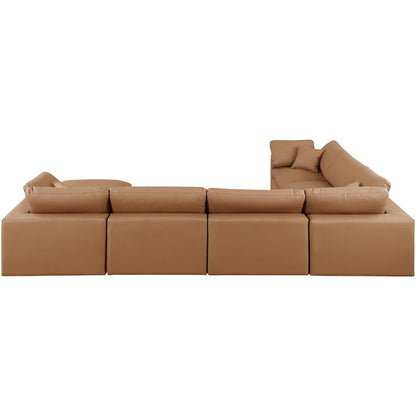 Comfy Cognac Vegan Leather Modular Sectional
