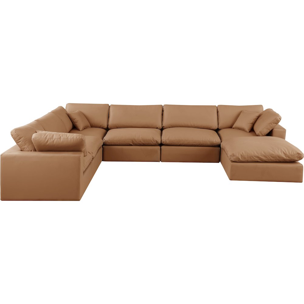 Comfy Cognac Vegan Leather Modular Sectional