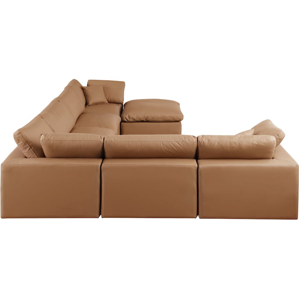 Comfy Cognac Vegan Leather Modular Sectional
