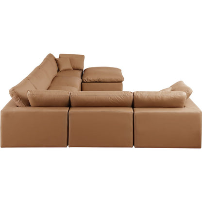 Comfy Cognac Vegan Leather Modular Sectional