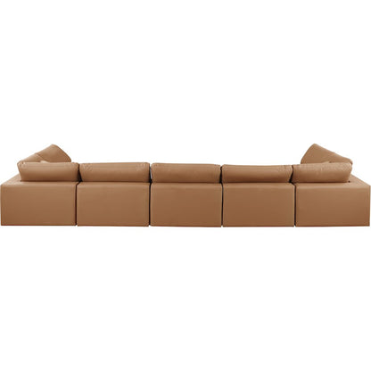 Comfy Cognac Vegan Leather Modular Sectional
