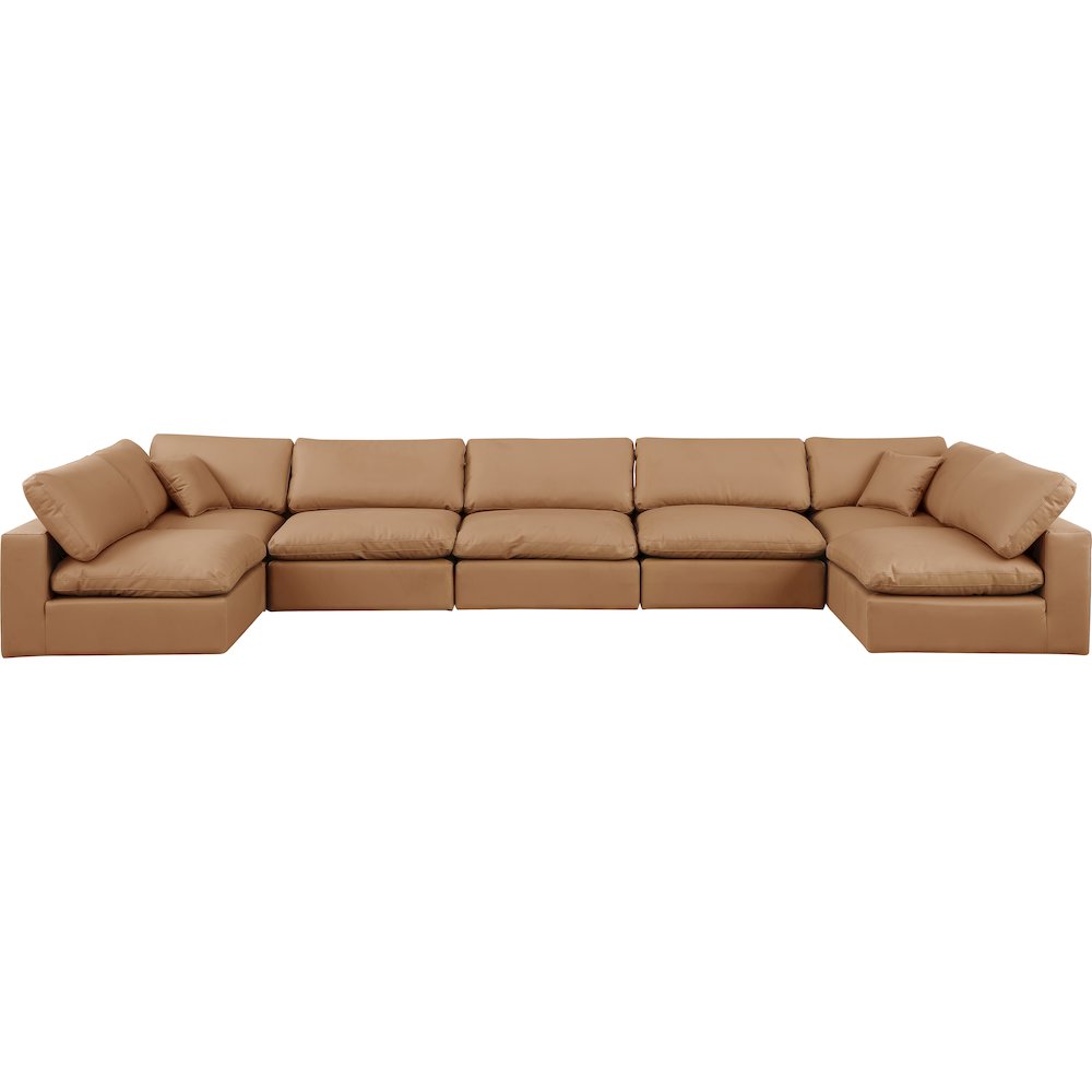Comfy Cognac Vegan Leather Modular Sectional