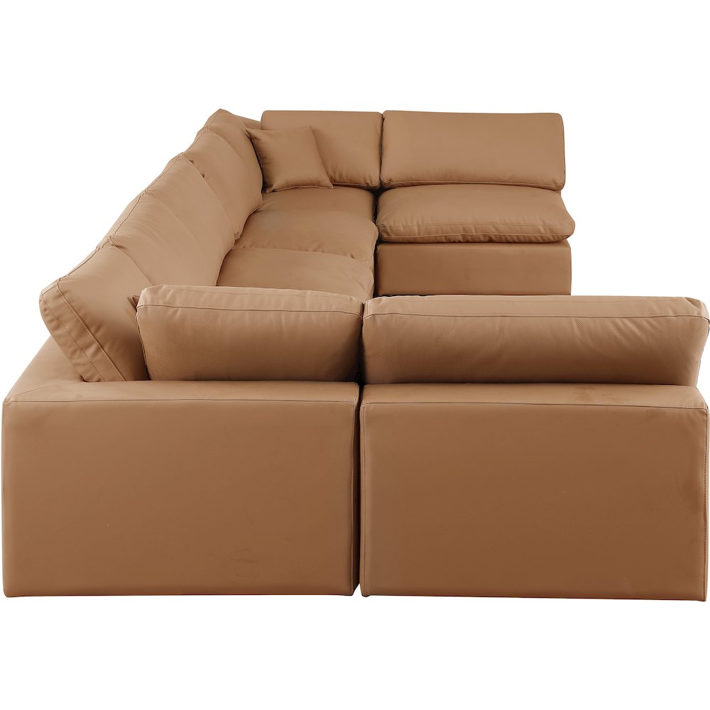 Comfy Cognac Vegan Leather Modular Sectional