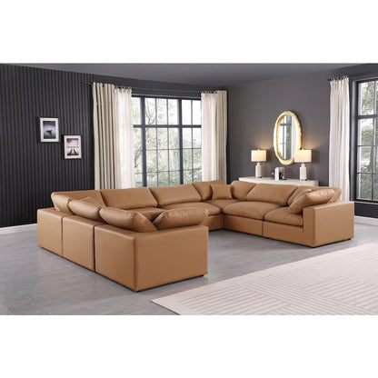 Comfy Cognac Vegan Leather Modular Sectional