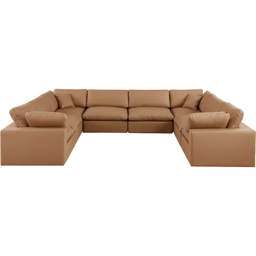 Comfy Cognac Vegan Leather Modular Sectional