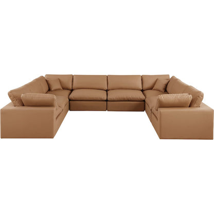 Comfy Cognac Vegan Leather Modular Sectional