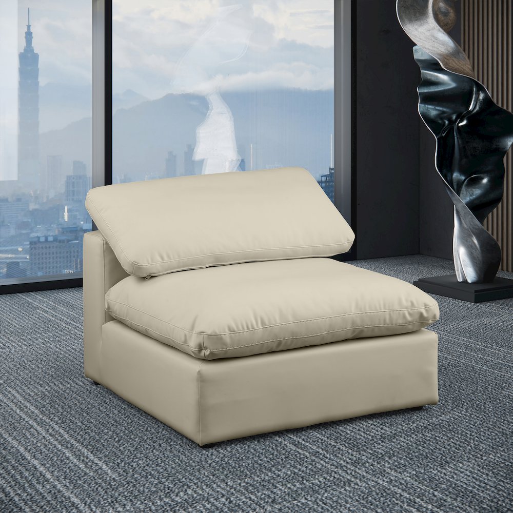 Comfy Cream Vegan Leather Modular Armless Chair