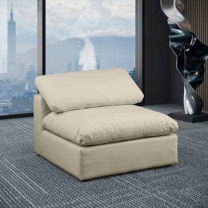 Comfy Cream Vegan Leather Modular Armless Chair