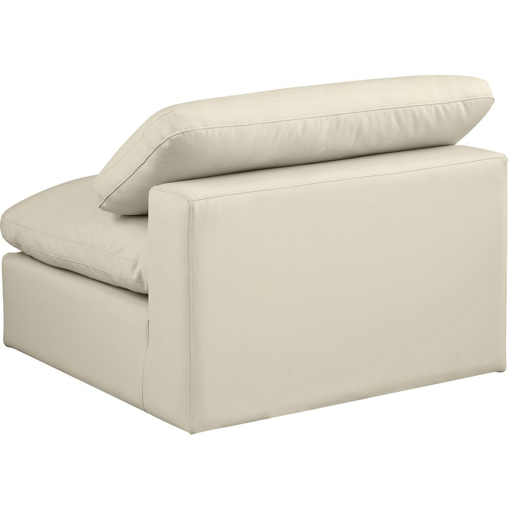 Comfy Cream Vegan Leather Modular Armless Chair